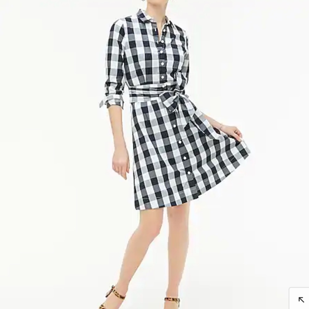 NWT J Crew Tie Waist Poplin Gingham Dress Sz 00